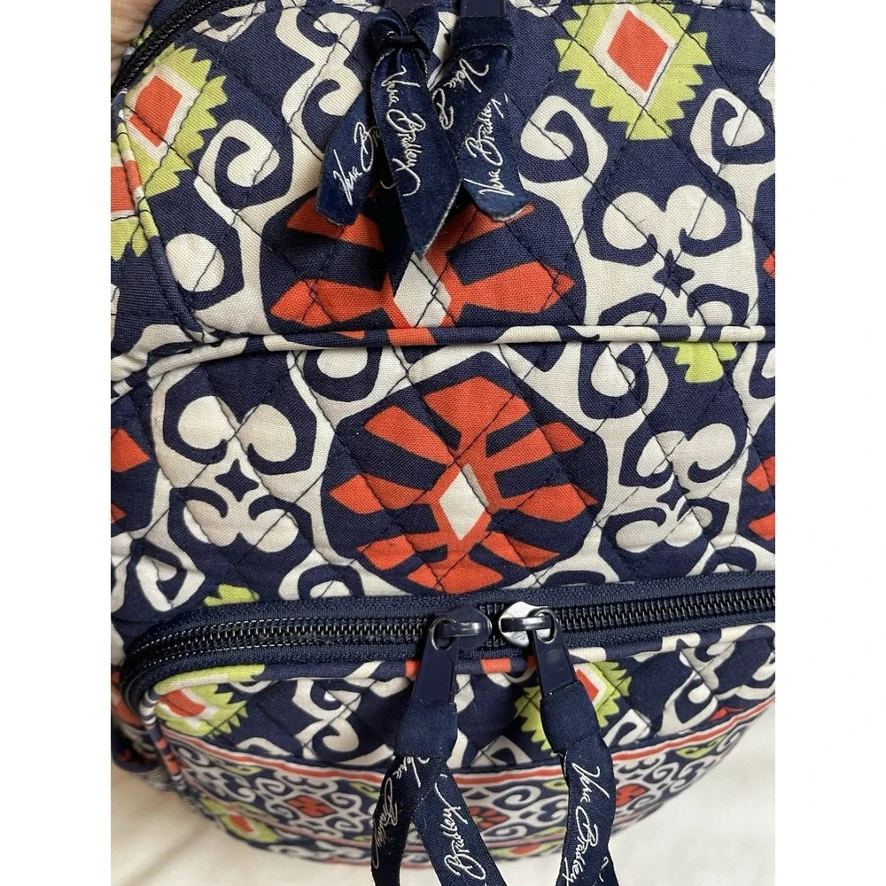 Vera Bradley Quilted Backpack Filigree Cotton Orange White School Travel
